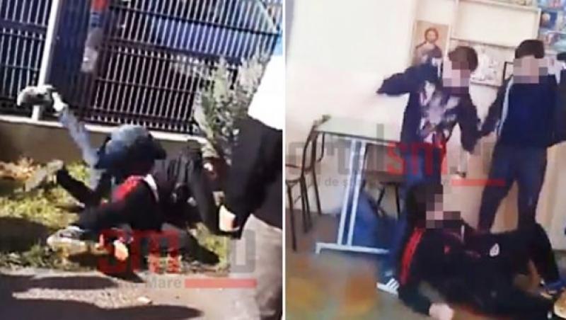 Video șocant surprins la o școală din Satu Mare. Elev bătut în mod repetat de colegi