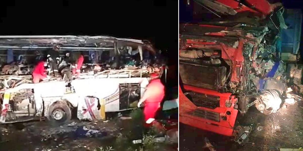 Tragedie umană! Cel puțin 24 de oameni și-au pierdut viața și 15 sunt &icirc;n stare gravă &icirc;n urma unui accident &icirc;ntre un autocar și un camion
