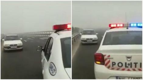 Şofer de 77 de ani, prins pe contrasens, pe autostrada Sebeș-Sibiu, la un pas de accident. Ce le-a spus polițiștilor. Video