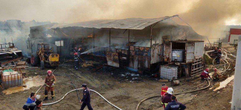 Incendiu cumplit! Sute de animale, surprinse de flăcările puternice! Pompierii din Prahova au intervenit imediat