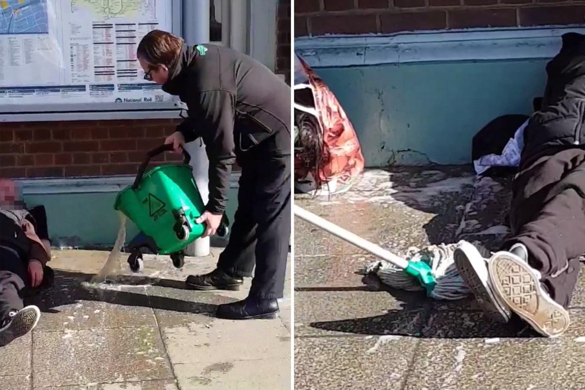 Un om al străzii a fost umilit &icirc;n fața tuturor de un angajat din sectorul feroviar! Bărbatul a auncat cu apă murdară pe un om sărman, ud&acirc;ndu-i singurele haine pe care le avea
