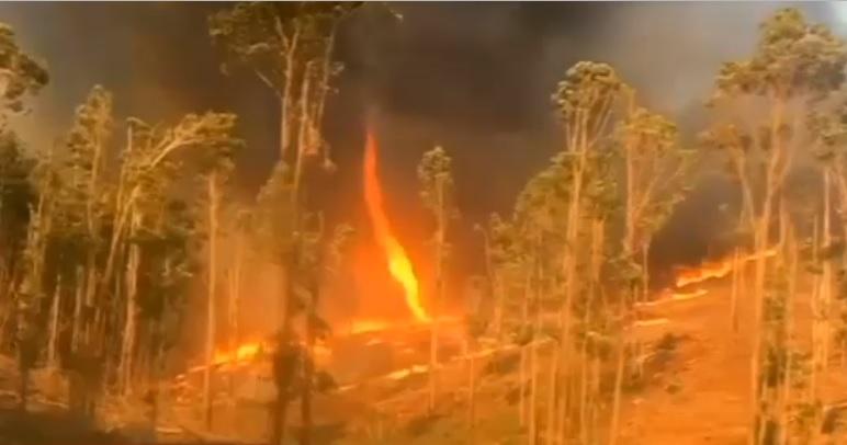 Imagini apocaliptice! S-a format o tornadă de foc! Pompierii au filmat totul &ndash; Video