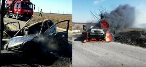 Soţ şi soţie, morţi într-un accident în Teleorman. Maşina a luat foc imediat după impact și a ars complet. Imaginile surprinse sunt dure!