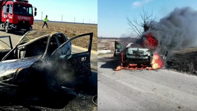 Soţ şi soţie, morţi într-un accident în Teleorman. Maşina a luat foc imediat după impact și a ars complet. Imaginile surprinse sunt dure!