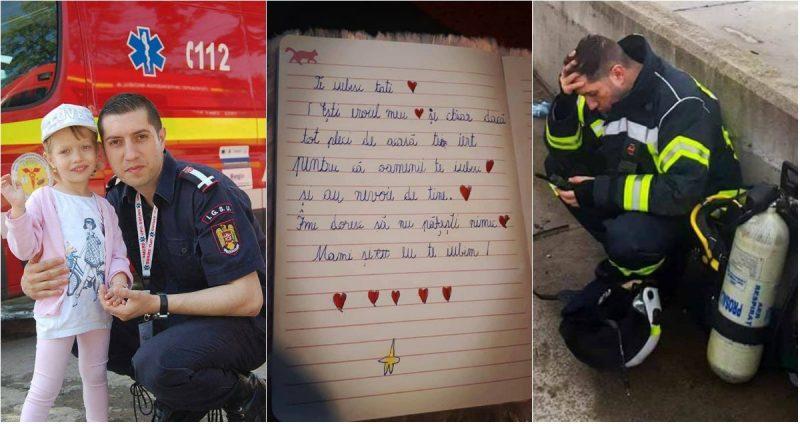 Mami i-a spus că tati e plecat să salveze oameni. Fetița unui pompier rom&acirc;n a cucerit internetul cu o scrisoare adresată tatălui