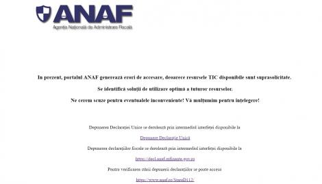 Site-ul ANAF a căzut. Erori în baza de date online a Fiscului, după ce mai multe datorii au fost șterse