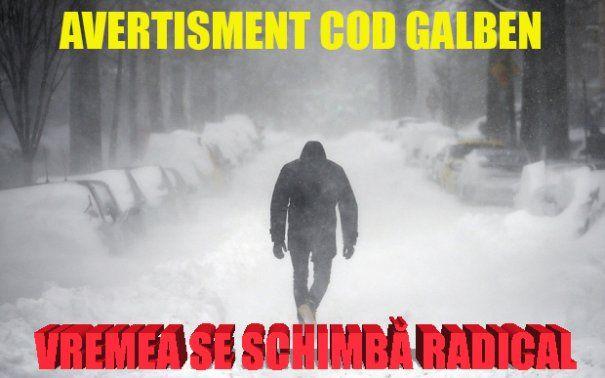 Meteo 1 Martie. Cod galben de v&acirc;nt puternic și transport de zăpadă! C&acirc;nd scăpăm de ninsori