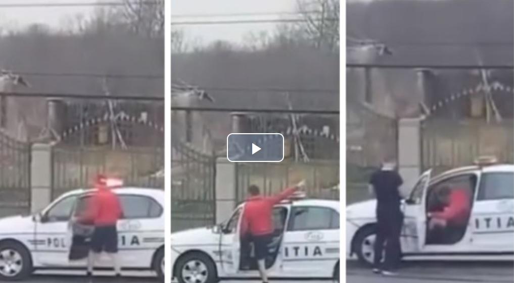 Polițist &icirc;n șort și hanorac dă amenzi pe rupte &icirc;n Giurgiu. Individul a fost filmat de trecători