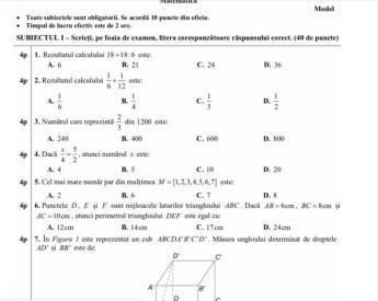 Subiecte Simulare Evaluare NaÈ›ionalÄƒ MatematicÄƒ Ce A Picat La Clasa A Vii A Antena 1