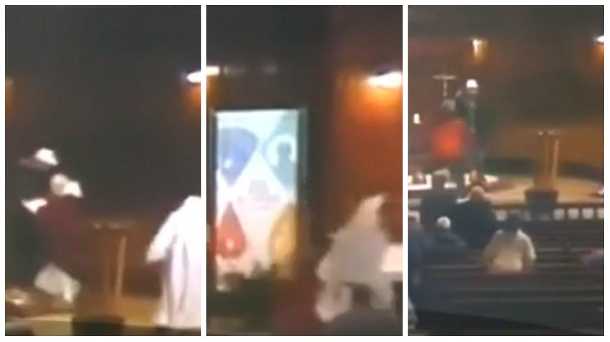 Video. Un preot este &icirc;njunghiat &icirc;n timpul slujbei de dimineață, Imagini care vă pot afecta emoțional