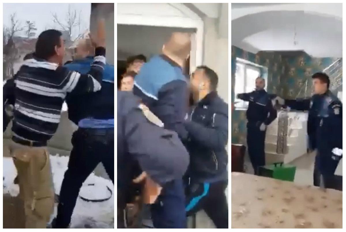 Lovituri, amenințări și pistoale scoase din toc, &icirc;ntr-o intervenție &icirc;n forță a polițiștilor: &bdquo;Băăă, lasă ăla jos! N-am făcut nimic&rdquo;