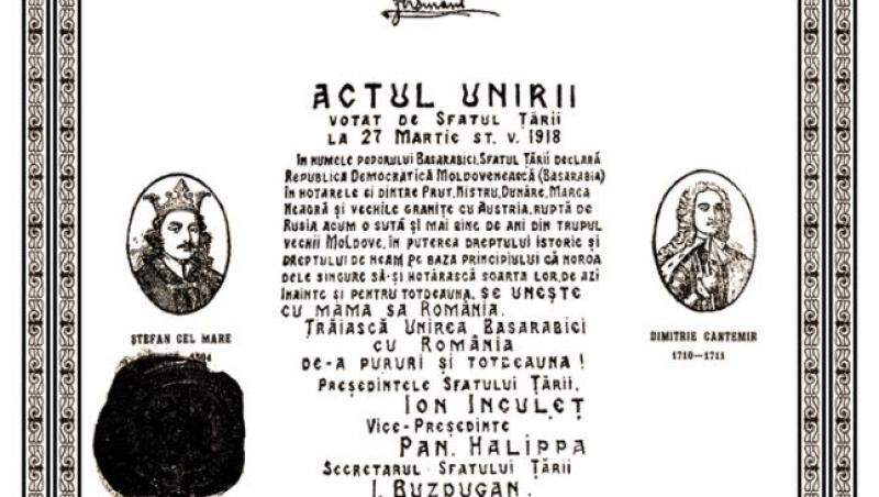 27 martie: 101 ani de la Declarația de Unire a Basarabiei cu România