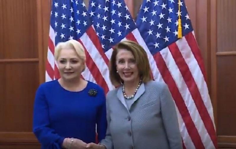 Viorica Dăncilă s-a &icirc;nt&acirc;lnit cu preşedintele Camerei Reprezentanţilor din Congresul SUA, Nancy Pelosi