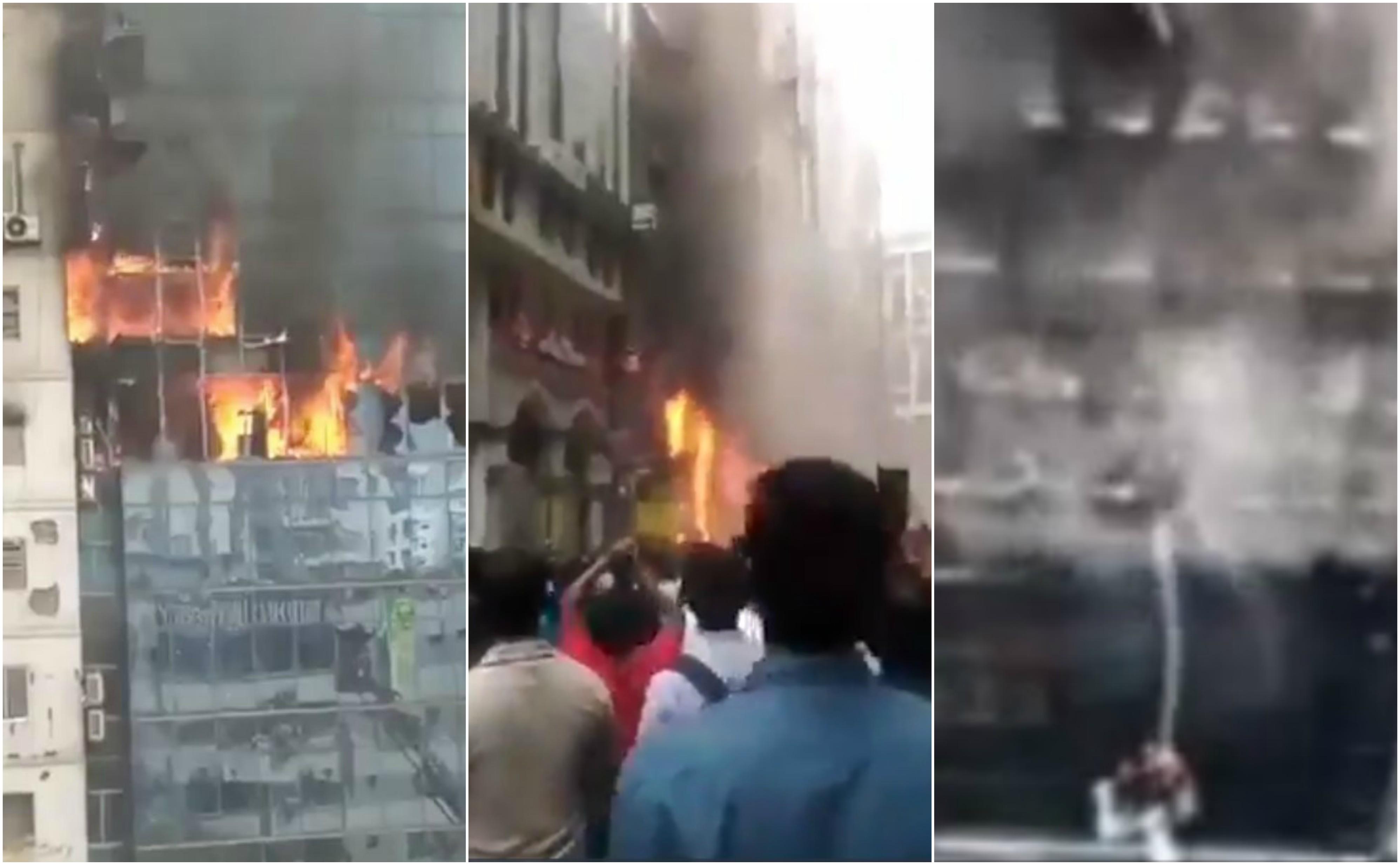 Breaking news! Incendiu la un zg&acirc;rie-nori din Bangladesh! Oamenii s-au aruncat de la etaj! Atenție, imagini șocante! - Video