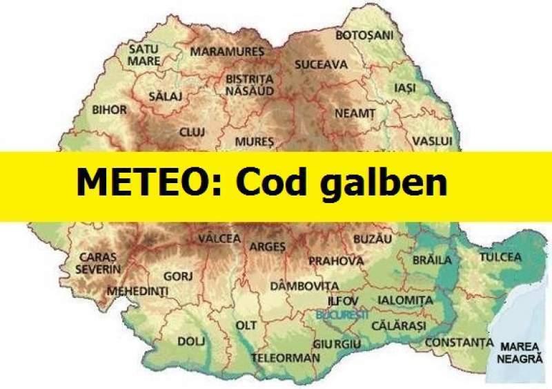 Este jale &icirc;n țară! Cod galben extins! Condiții meteo periculoase &icirc;n mai multe județe, &icirc;n următoarele ore