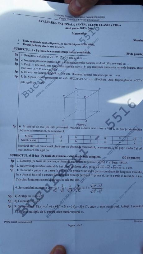 &Icirc;ncep testările pentru simularea Evaluării Naționale pentru elevii de clasa a VII-a și a VIII-a. Modele de subiecte