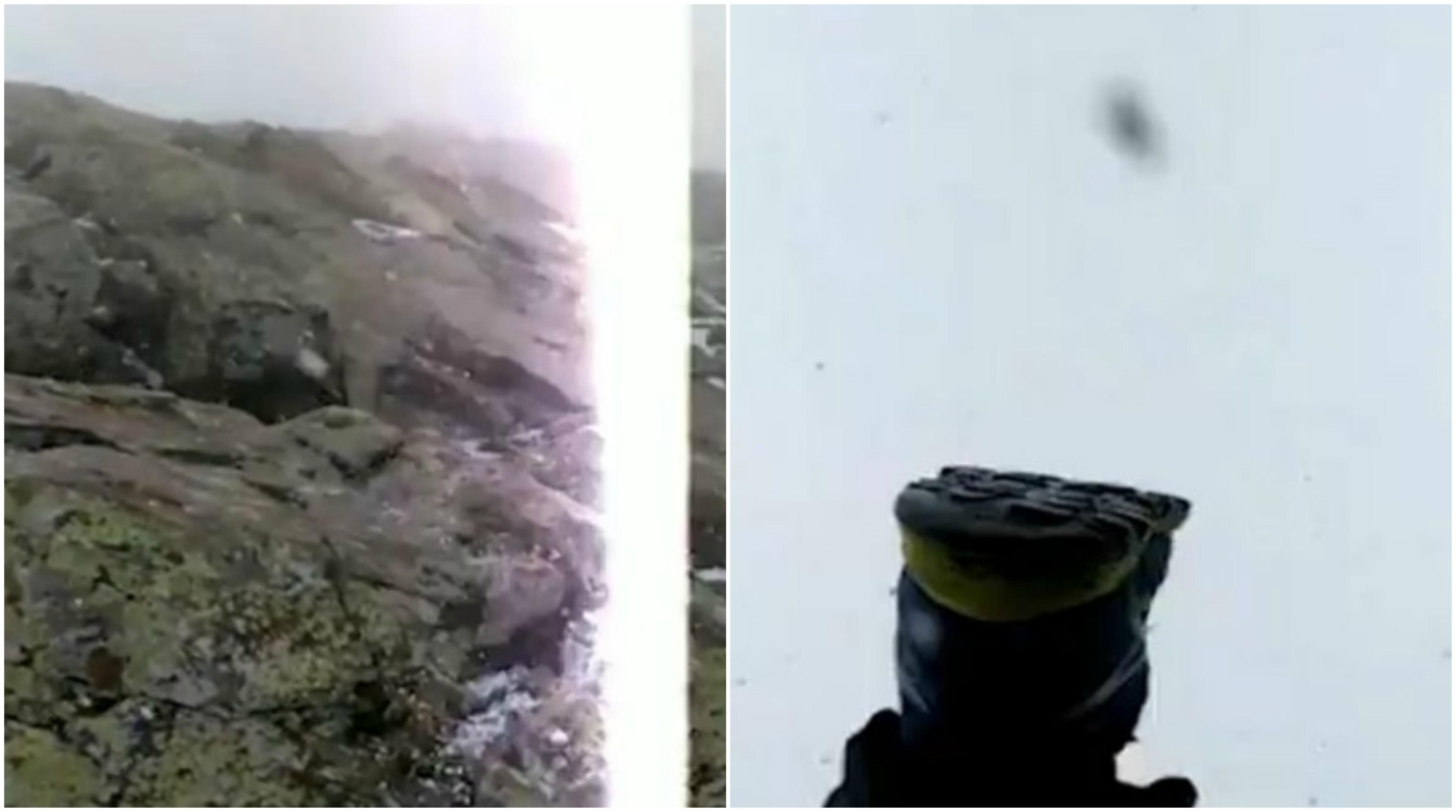 Momentul terifiant &icirc;n care doi soți sunt trăsniți de un fulger, pe v&acirc;rful unui munte. &bdquo;Am simțit miros de ars&rdquo; - Video