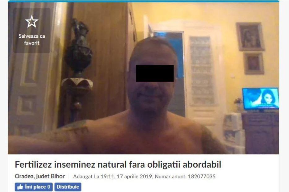 Un rom&acirc;n &icirc;și oferă, la mica publicitate, serviciile femeilor, care vor să facă un copil: &bdquo;Nu caut sex. Ajut &icirc;n mod natural!&rdquo;