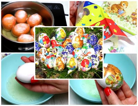 Video. Cum să decorezi ouăle de Paște cu ajutorul șervețelelor de masă! Metoda simplă explicată pas cu pas