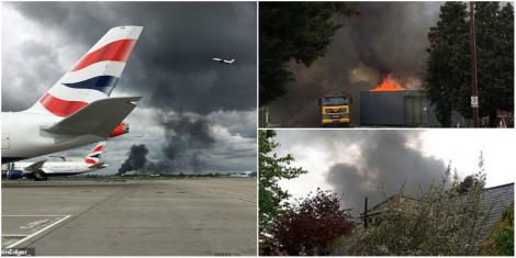 Incendiu puternic în apropierea Aeroportului Heathrow din Londra! Martorii susțin că au auzit explozii - Video