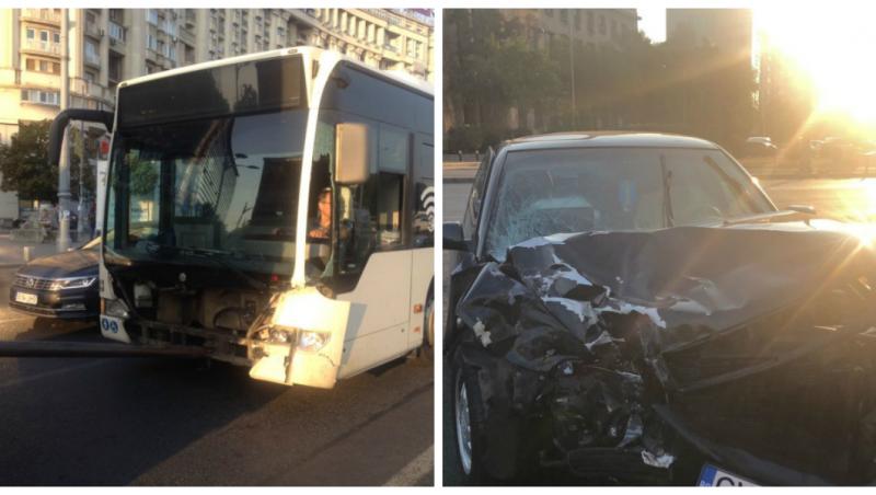 Un autobuz al STB a lovit mai multe mașini și a intrat într-un bloc, după ce a rămas fără frâne! Patru persoane au fost rănite! (VIDEO)