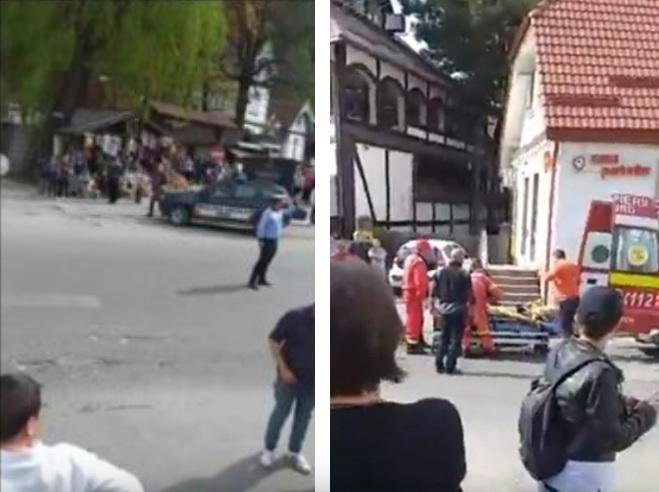 A rămas fără picioare, după ce a fost lovită de un autocar &icirc;n centrul stațiunii Bran! Atenție, imagini tulburătoare&nbsp;