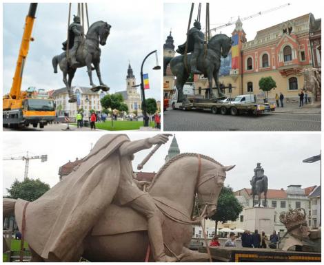 Statuia lui Mihai Viteazul, dată jos de pe soclul din centrul municipiului Oradea! Consilierii locali au decis ca locul lui Mihai să fie luat de un alt domnitor