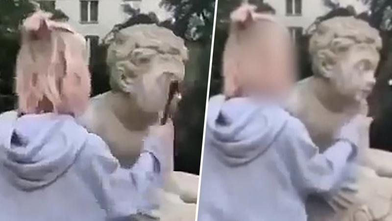 Gest extrem făcut pentru celebritate! O tânără a distrus cu ciocanul o statuie de 200 de ani doar pentru a câştiga mai mulţi urmăritori pe Instagram