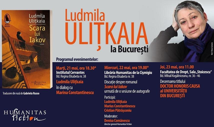 Ludmila Uliţkaia, una dintre cele mai apreciate scriitoare ale lumii, revine la Bucureşti în perioada 21-23 mai