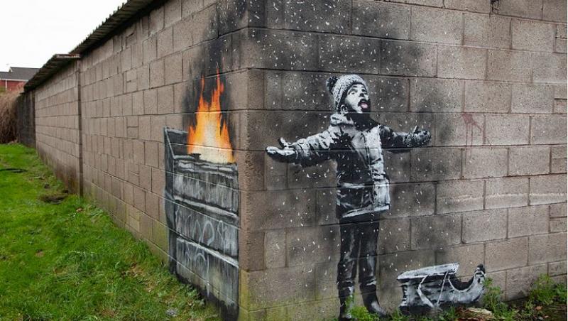 Lucrarea „Season's Greetings” a lui Banksy, relocată într-o galerie de artă
