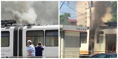 Un tramvai a luat foc în intersecția de la Dristor, în București! Mai mulți călători se aflau înăuntru