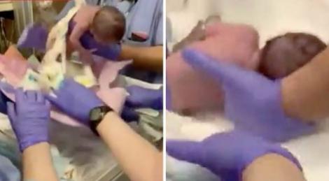 Un nou-născut a fost scăpat în cap, imediat după naștere! Momentul a fost filmat! Imagini ce vă pot afecta emoțional! Video