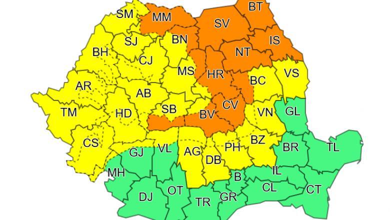 Cod portocaliu de ploi torențiale în România până pe 1 iunie. Zone afectate