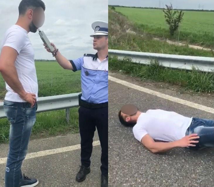 Șofer beat, prins pe Autostrada București - Ploiești. Bărbatul a leșinat c&acirc;nd sufla &icirc;n etilotest. Video