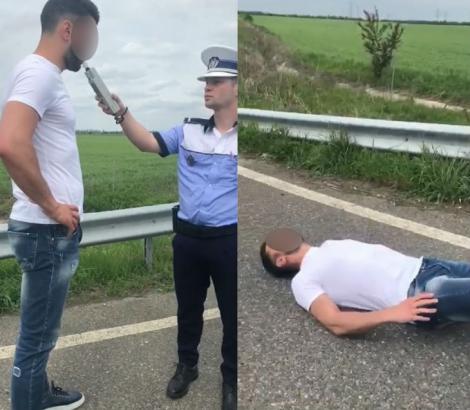 Șofer beat, prins pe Autostrada București - Ploiești. Bărbatul a leșinat când sufla în etilotest. Video