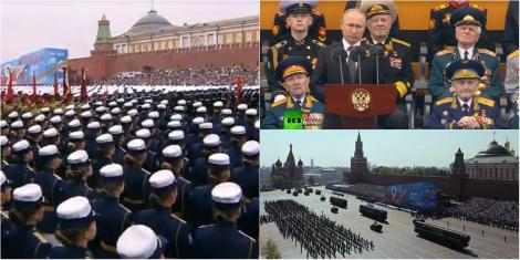 Rușii celebrează 74 de ani de la înfrângerea Germaniei lui Hitler. 13.000 de soldați și zeci de sisteme de armament, scoase la paradă în Piața Roșie- Video