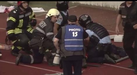 Jandarmul lovit cu scaunul în cap în timpul meciului de pe stadionul Cluj Arena a fost internat la Terapie Intensivă cu traumatism cranio-cerebral