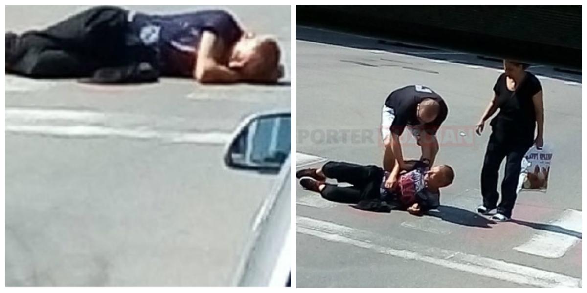 Caz neobișnuit la Buzău! Un bărbat a adormit, &icirc;n plină zi, pe trecerea de pietoni: &rdquo;Șoferii claxonau, dar nu se mișca!&rdquo;