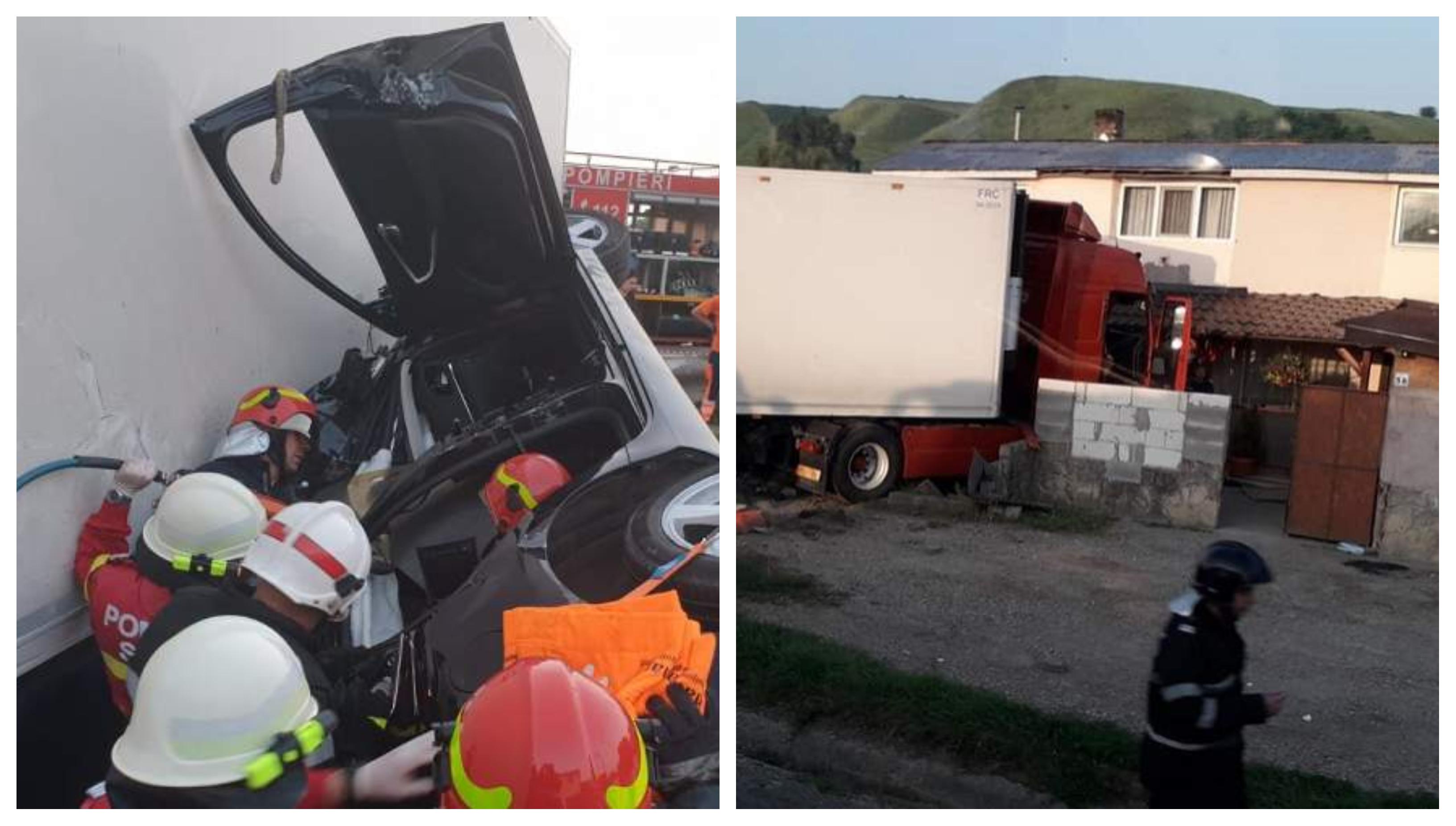 Un TIR a strivit o maşină, apoi a intrat &icirc;ntr-o casă, &icirc;n Bacău! Un om a murit. Atenție, imagini ce vă pot afecta emoțional! - Foto