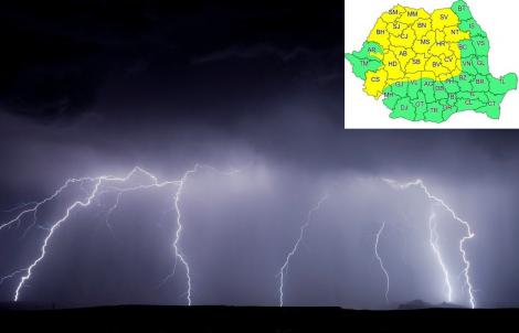 Alertă meteo România - cod galben furtuni și grindină azi și mâine