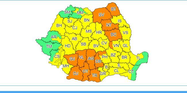 Cod portocaliu de ploi torenţiale, vijelii şi grindină &icirc;n 13 judeţe, p&acirc;nă la ora 23.00; &icirc;n &icirc;ntreaga ţară va fi prăpăd!