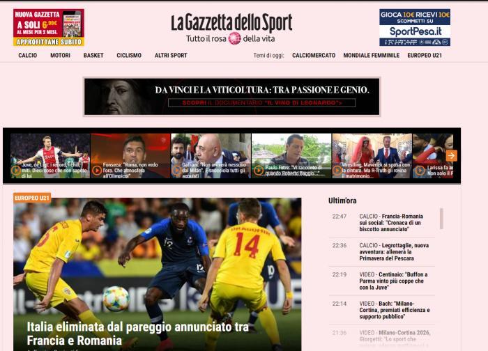Gazzetta dello sport: "Italia, eliminată de anunţata remiză dintre Franţa şi Rom&acirc;nia". Cand are loc finala Euro21