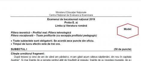 Subiecte BAC 2019 Limba Română: Modele subiecte și programă Bac, Uman și Real