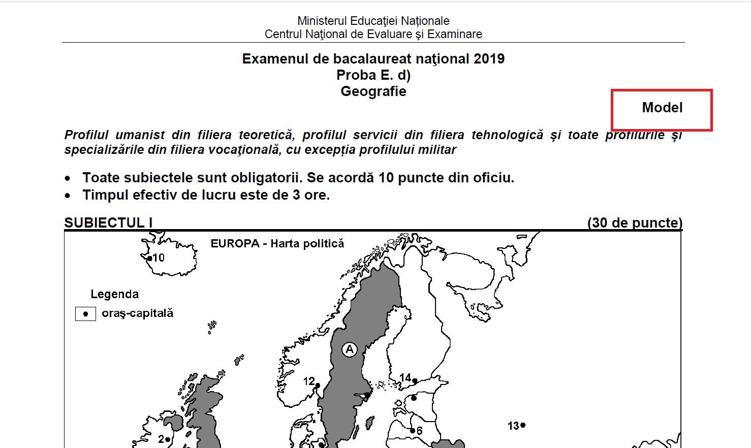 Bacalaureat 2019: Edu.ro subiecte BAC 2019 - Modele subiecte Geografie