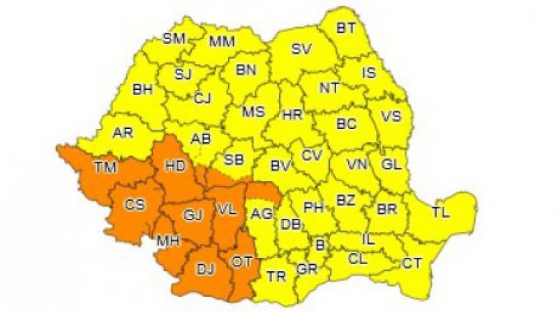 Alertă meteo ANM în România, azi. Județe sub Cod galben furtuni și grindină