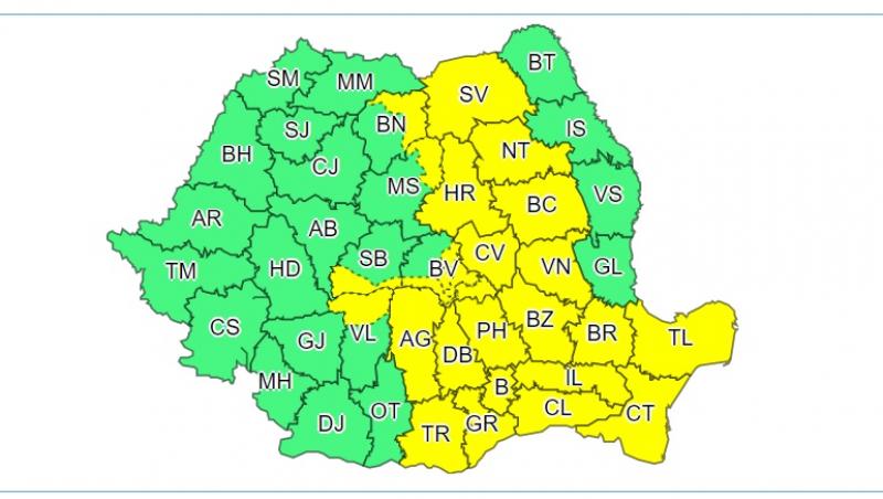 Meteo 23 iulie. ANM: cod galben de averse torențiale în 19 județe din România