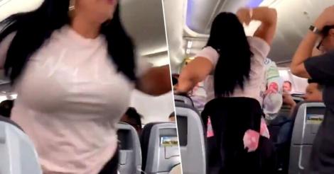 O femeie și-a lovit iubitul cu laptopul în cap pentru că acesta se uita după o altă femeie în avion - VIDEO