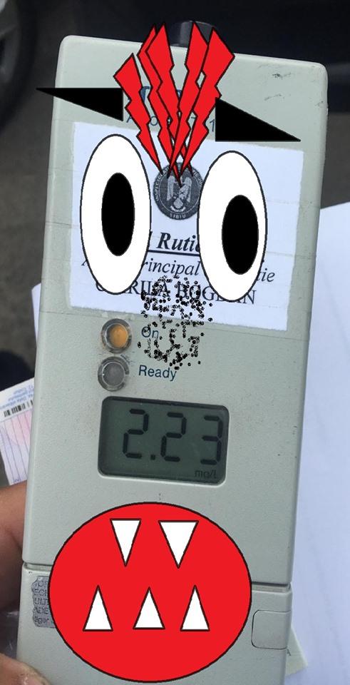 Polițiștii din Sibiu, mesaj ironic pe Facebook, după ce au prins un șofer cu o alcoolemie de 2,23: &rdquo;Etilotestul tună și fulgeră!&rdquo;