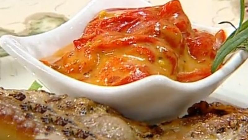 salată de ardei capia cu sos de muștar și miere