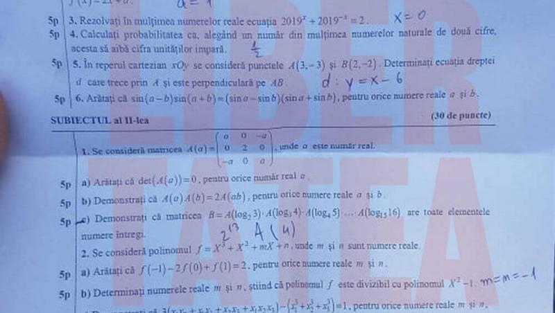 Subiecte și Bareme Matematică BAC 2019 - Ce a picat la mate-info! FOTO